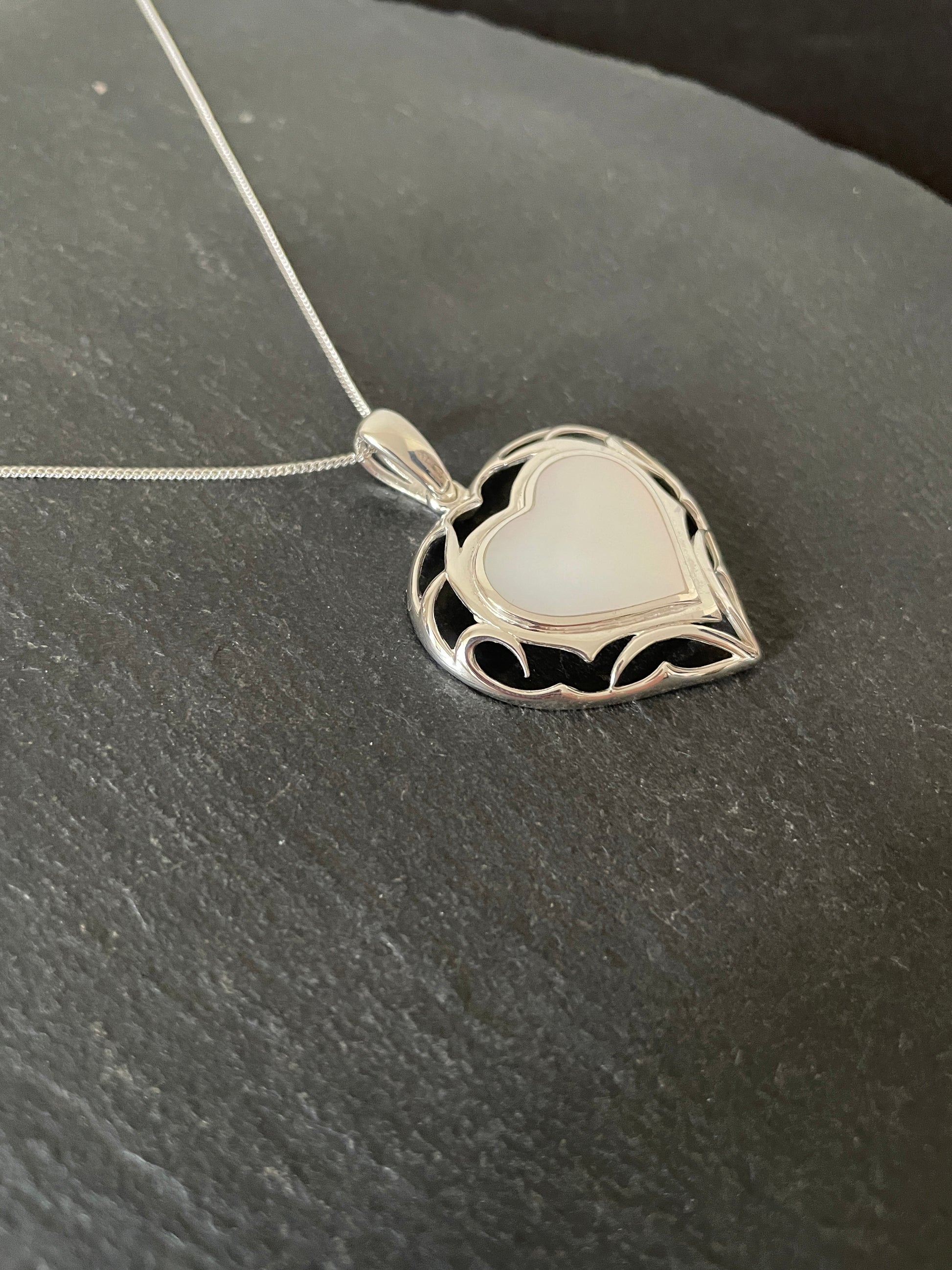 Mother of Pearl and Silver Heart Pendant image 2