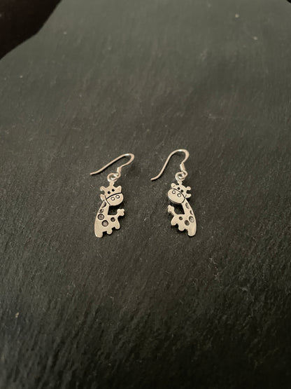 Silver Giraffe Earrings image 1
