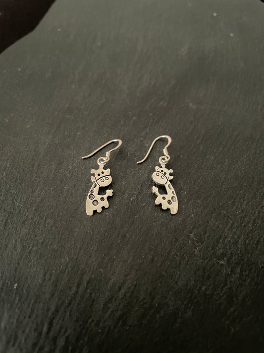 Silver Giraffe Earrings image 1