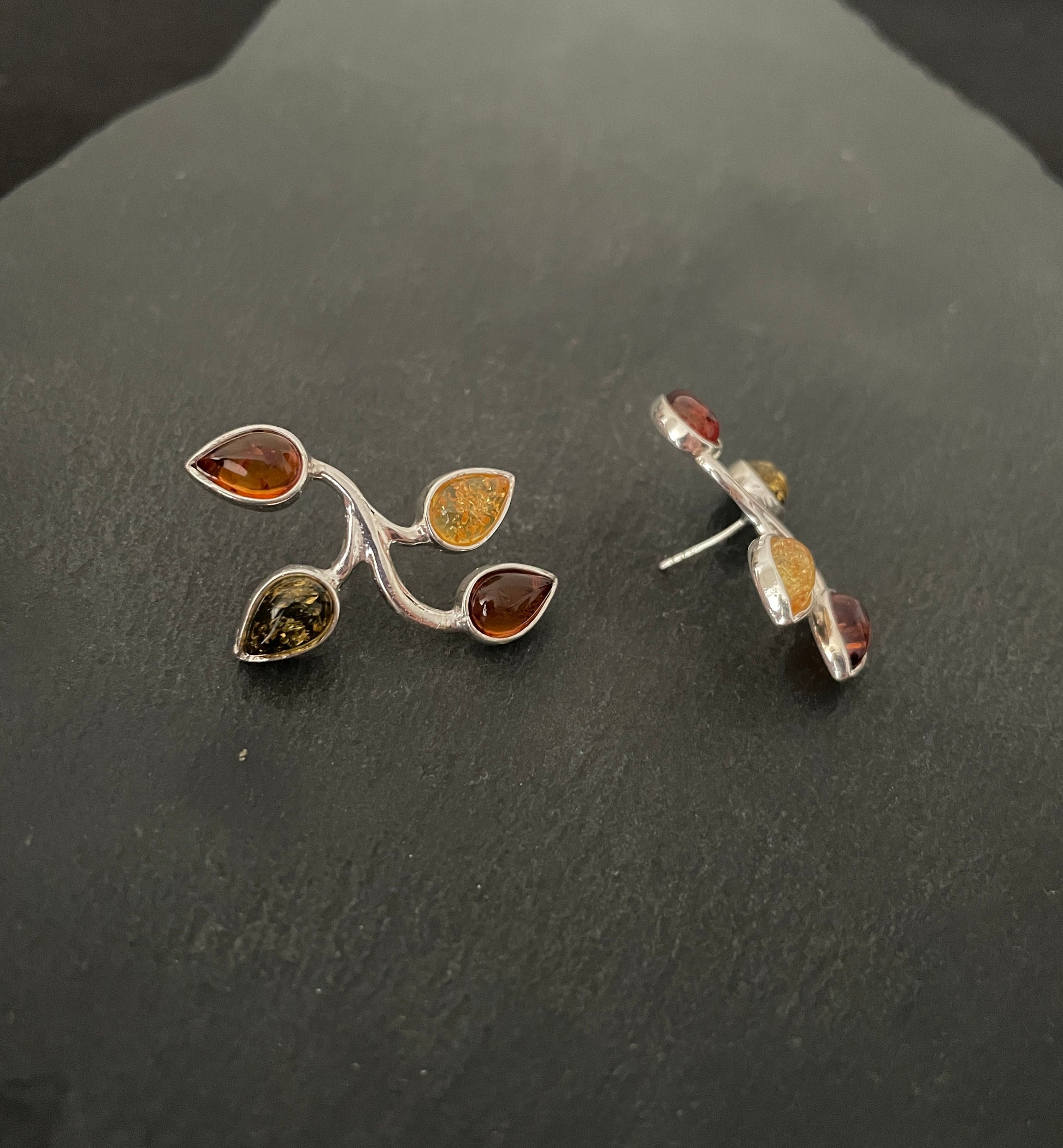 Large Amber Stud Earrings image 1