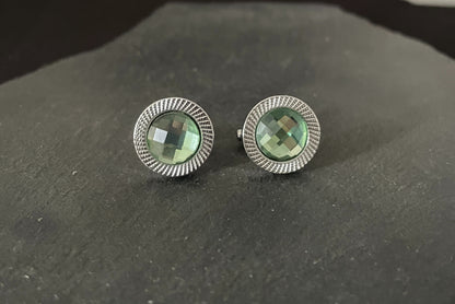 Round Green Cufflinks image 0