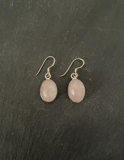 Rose Quartz Oval Earrings image 0