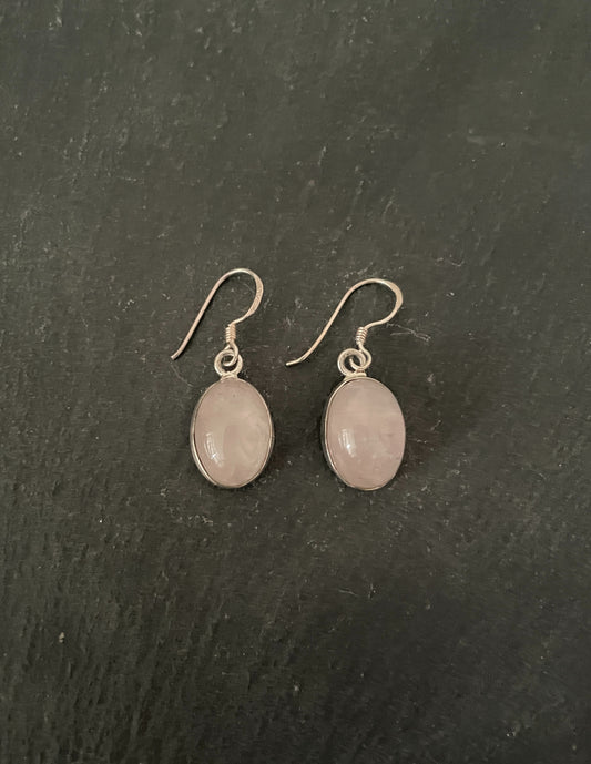 Rose Quartz Oval Earrings image 0