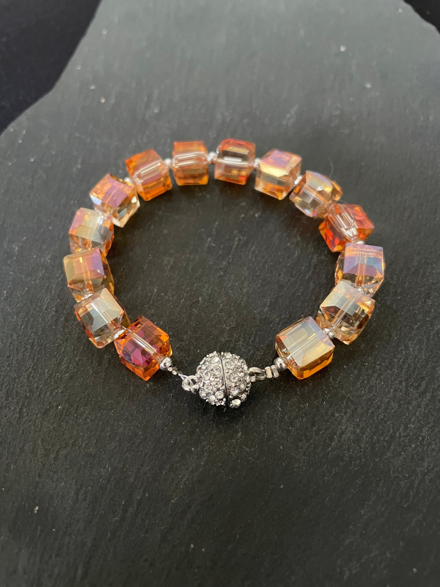 Orange Square Coloured Bead Bracelet image 0