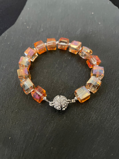Orange Square Coloured Bead Bracelet image 0