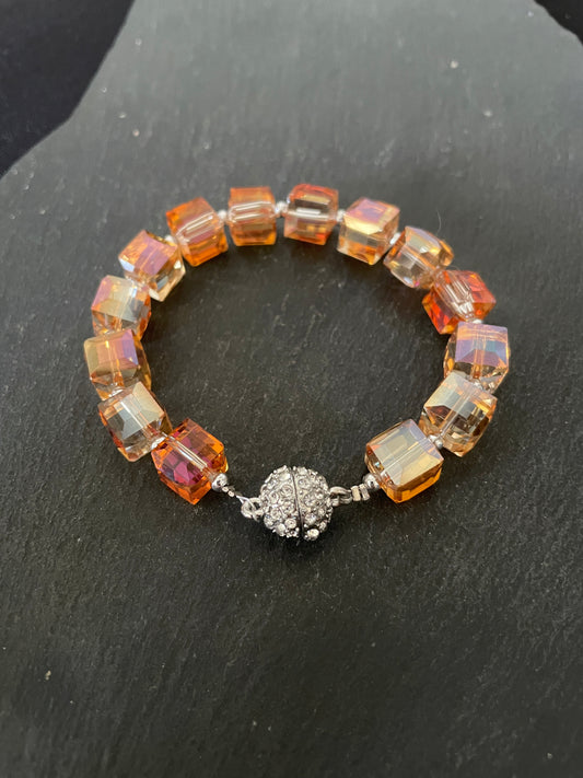 Orange Square Coloured Bead Bracelet image 0