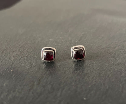 Square Garnet Stud Earrings image 0