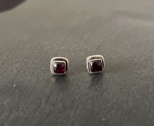Square Garnet Stud Earrings image 0