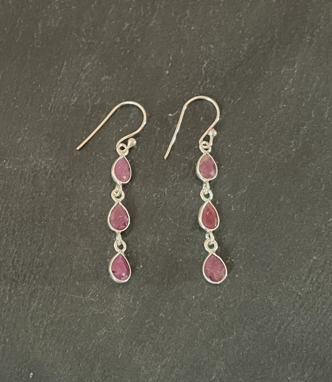 Ruby and Silver Teardrop Earrings image 0