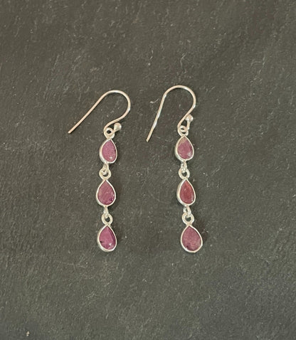 Ruby and Silver Teardrop Earrings image 0