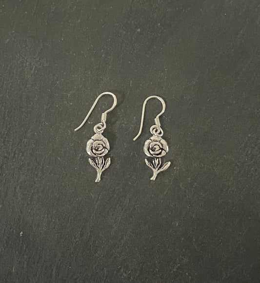 Silver Rose Earrings image 0