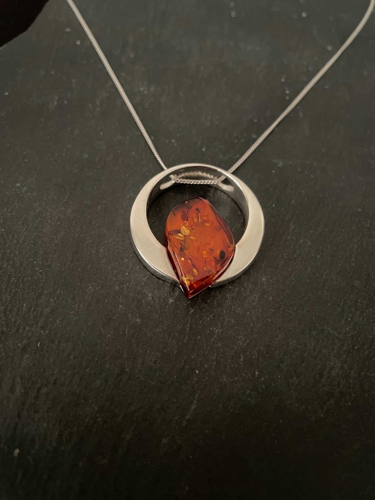Amber and Silver Pendant image 1