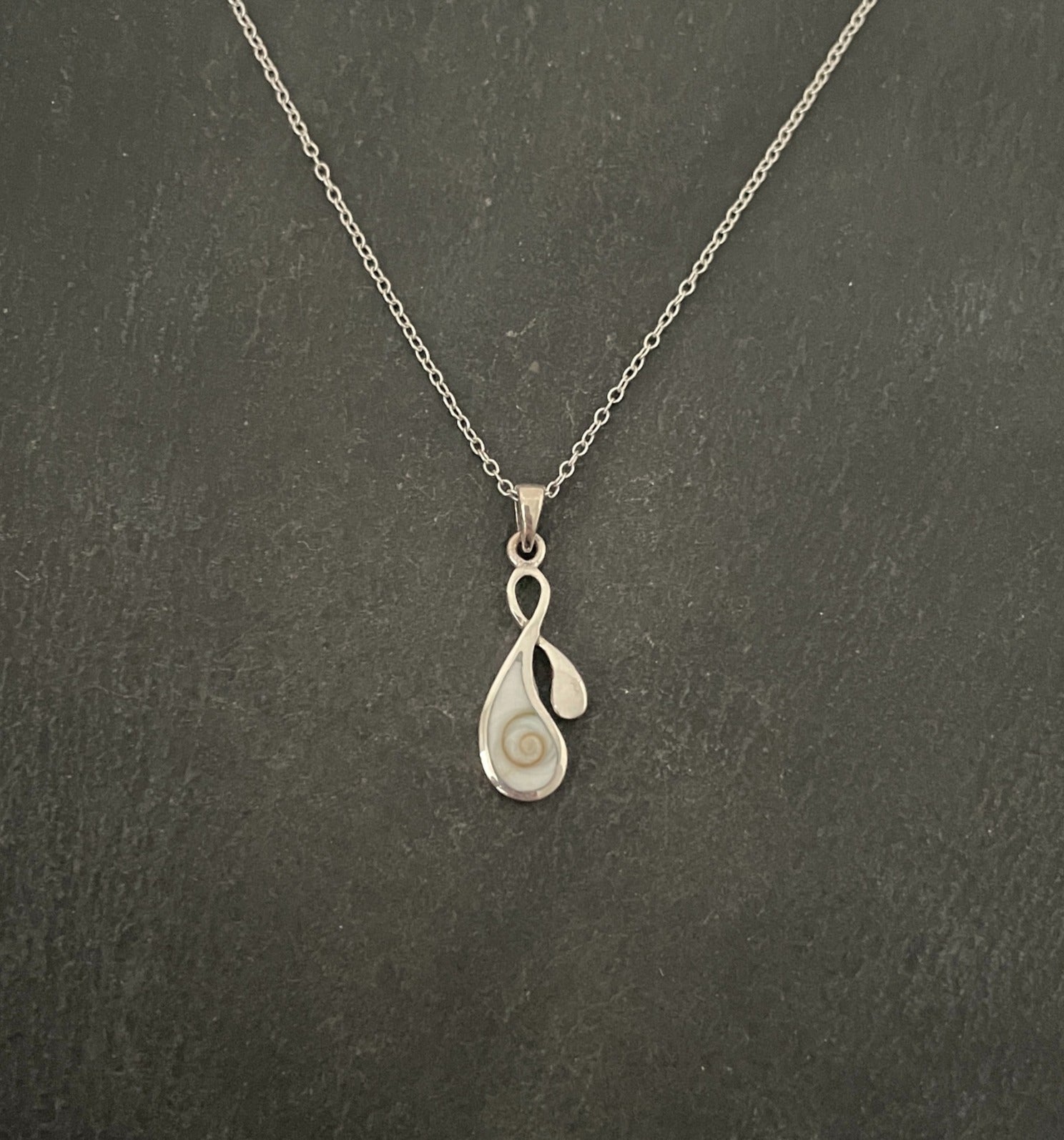 Shiva Shell and Silver Teardrop Pendant image 0