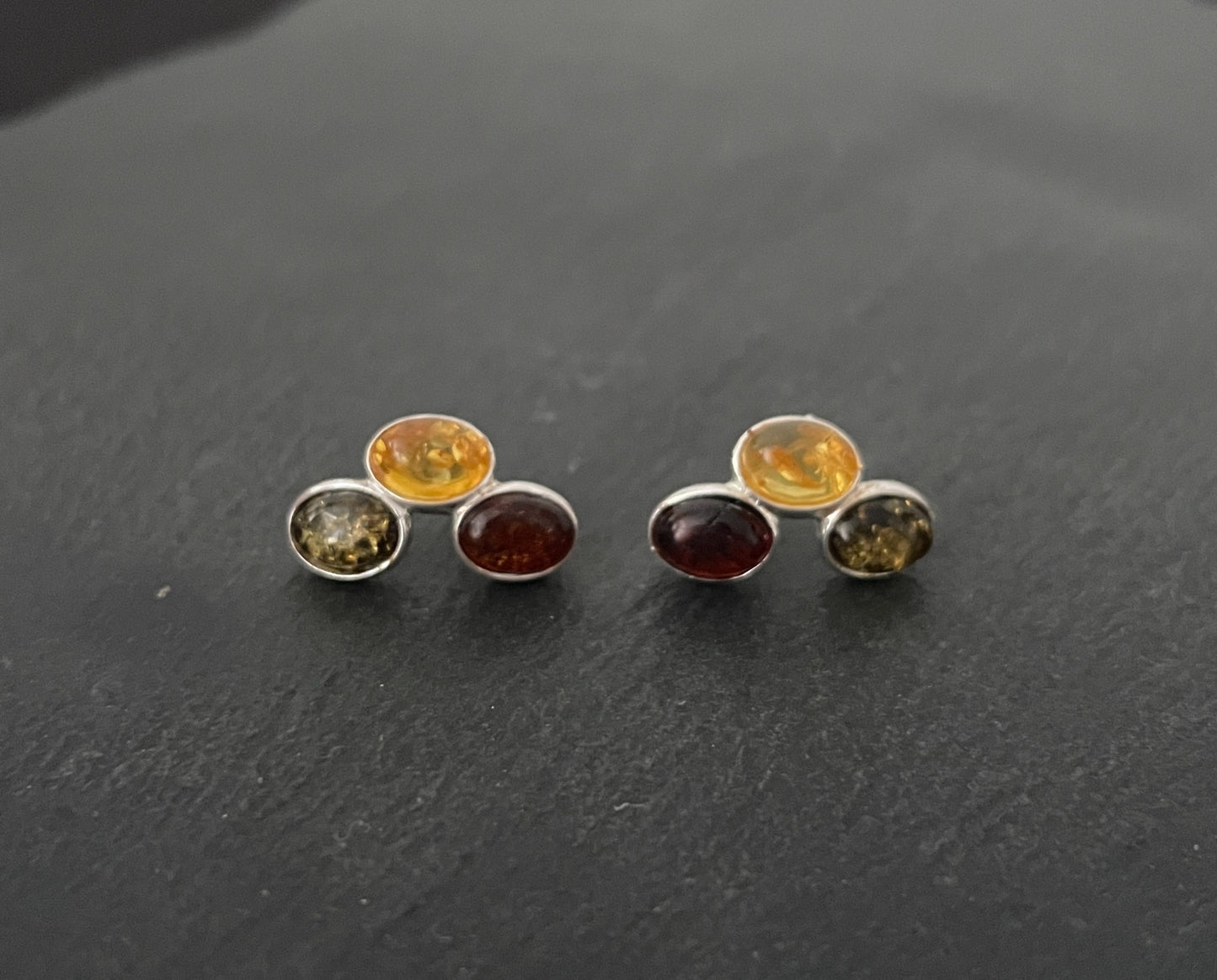 Tri-Colour Amber Stud Earrings image 0
