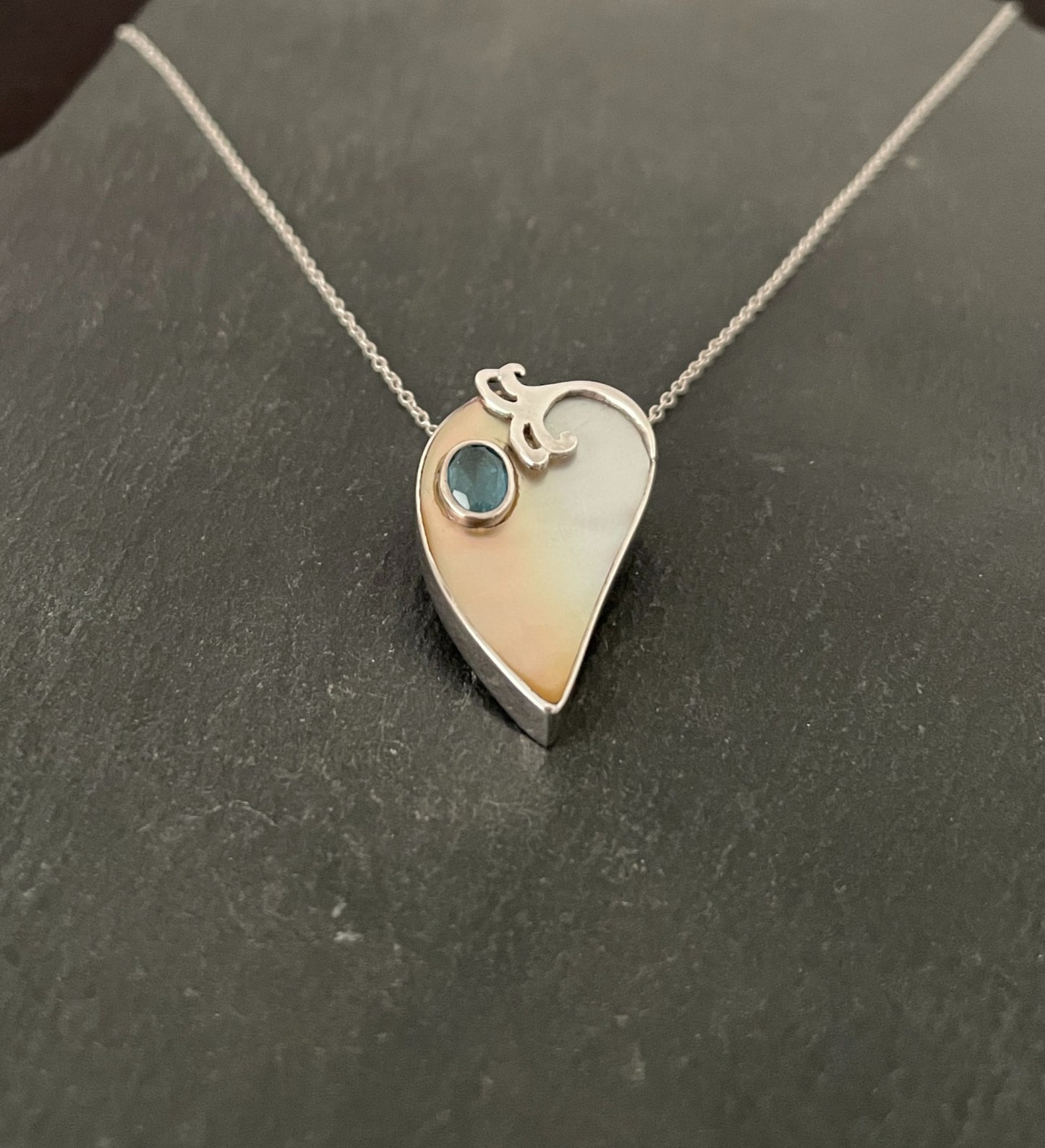Blue Topaz and Mother of Pearl Pendant image 1