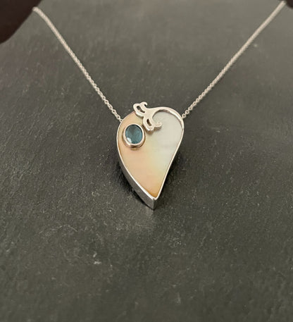 Blue Topaz and Mother of Pearl Pendant image 1