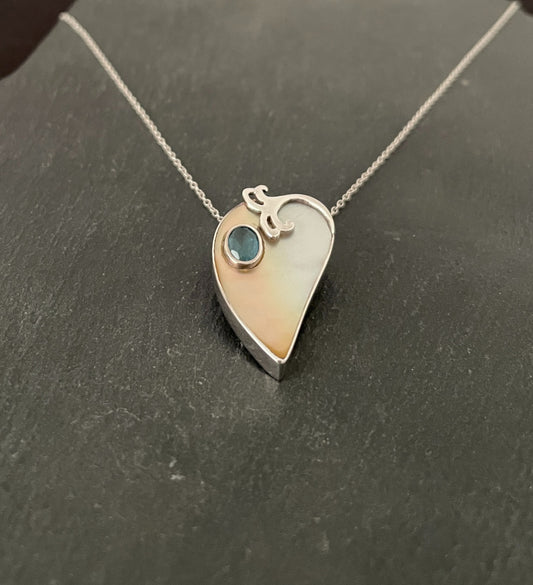 Blue Topaz and Mother of Pearl Pendant image 1