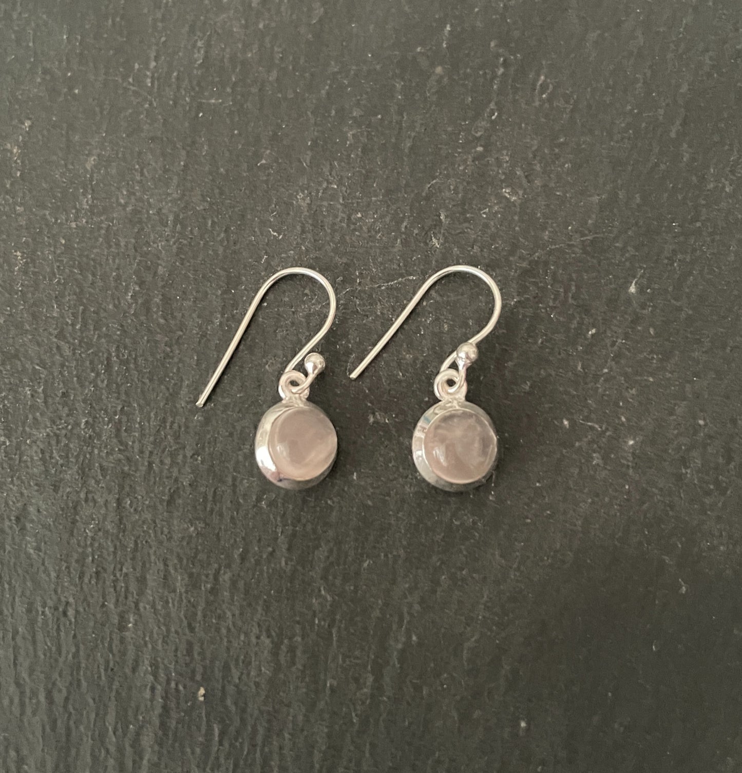 Round Rose Quartz and Silver Earrings image 0