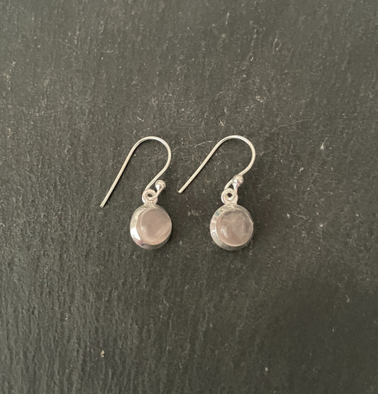 Round Rose Quartz and Silver Earrings image 0