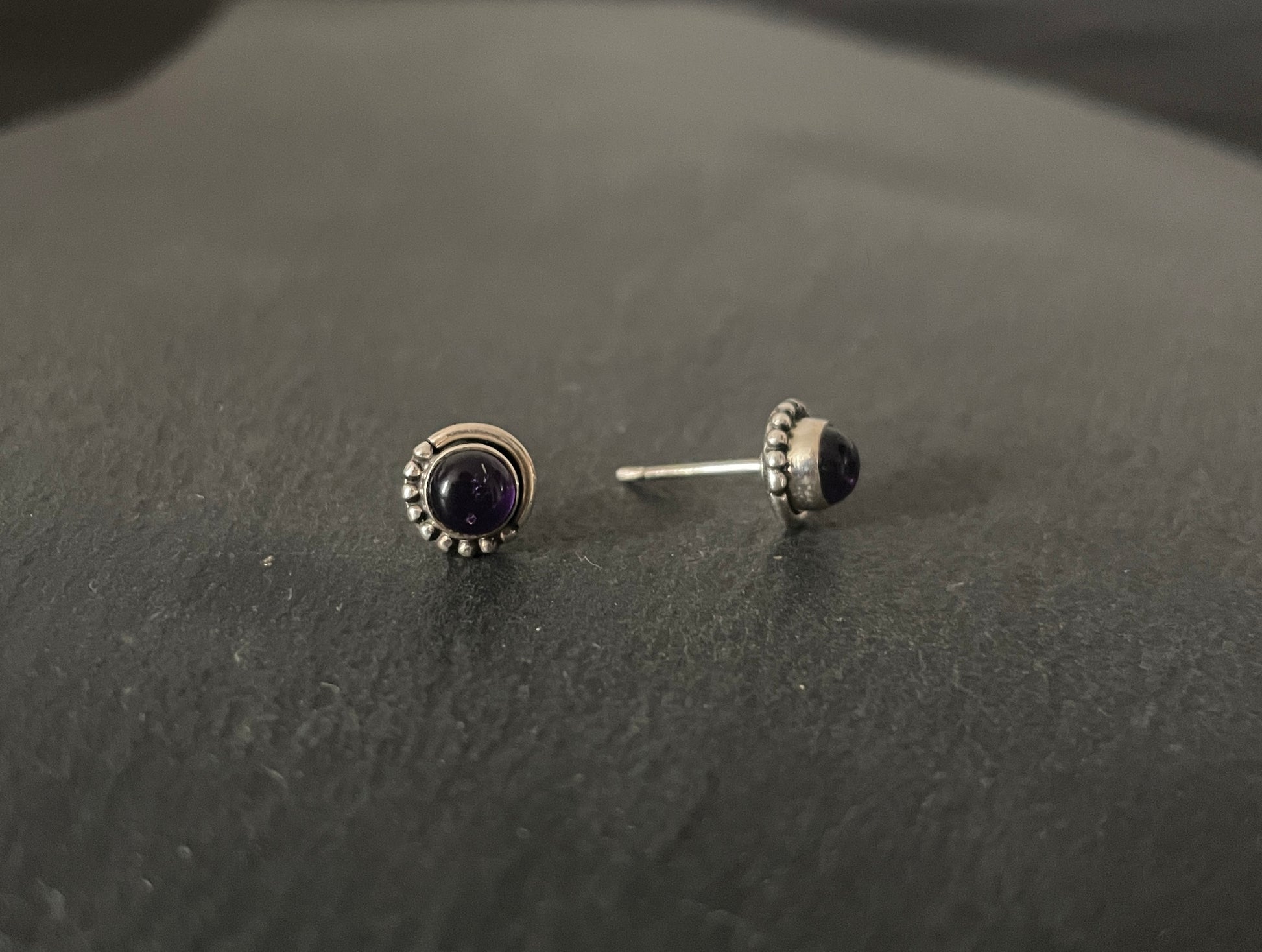 Amethyst Round Stud Earrings image 1