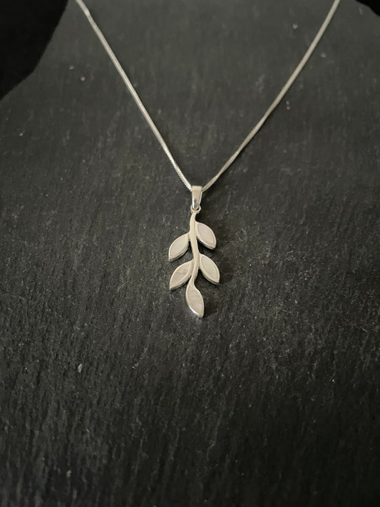 Mother of Pearl and Silver Leaf Pendant image 1
