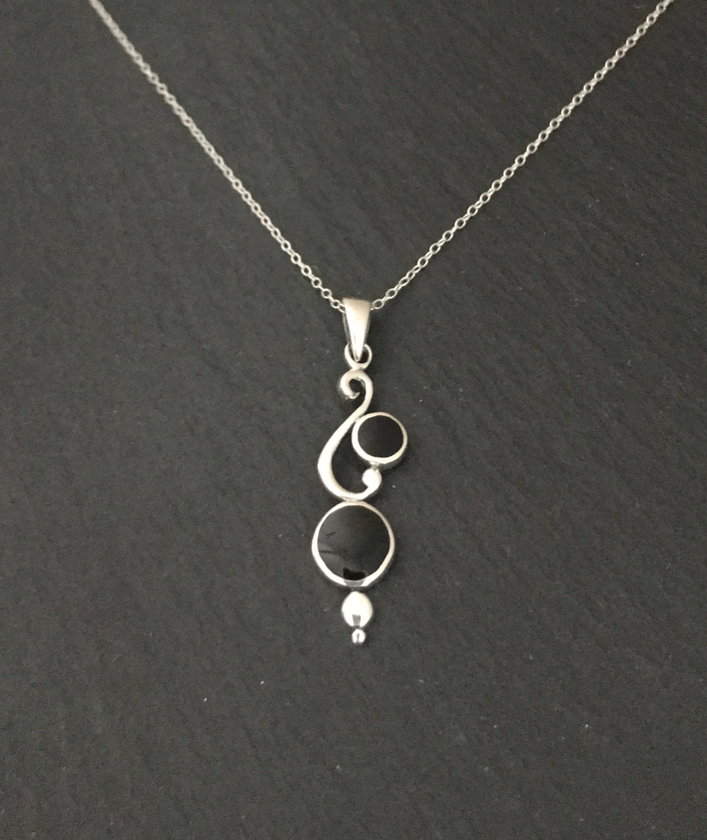 Round Black Onyx Drop Pendant image 0