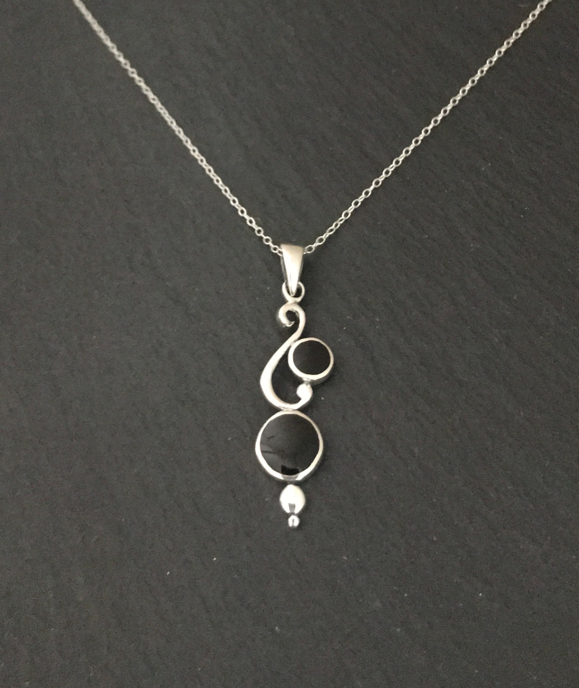 Round Black Onyx Drop Pendant image 0