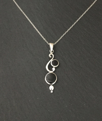 Round Black Onyx Drop Pendant image 0