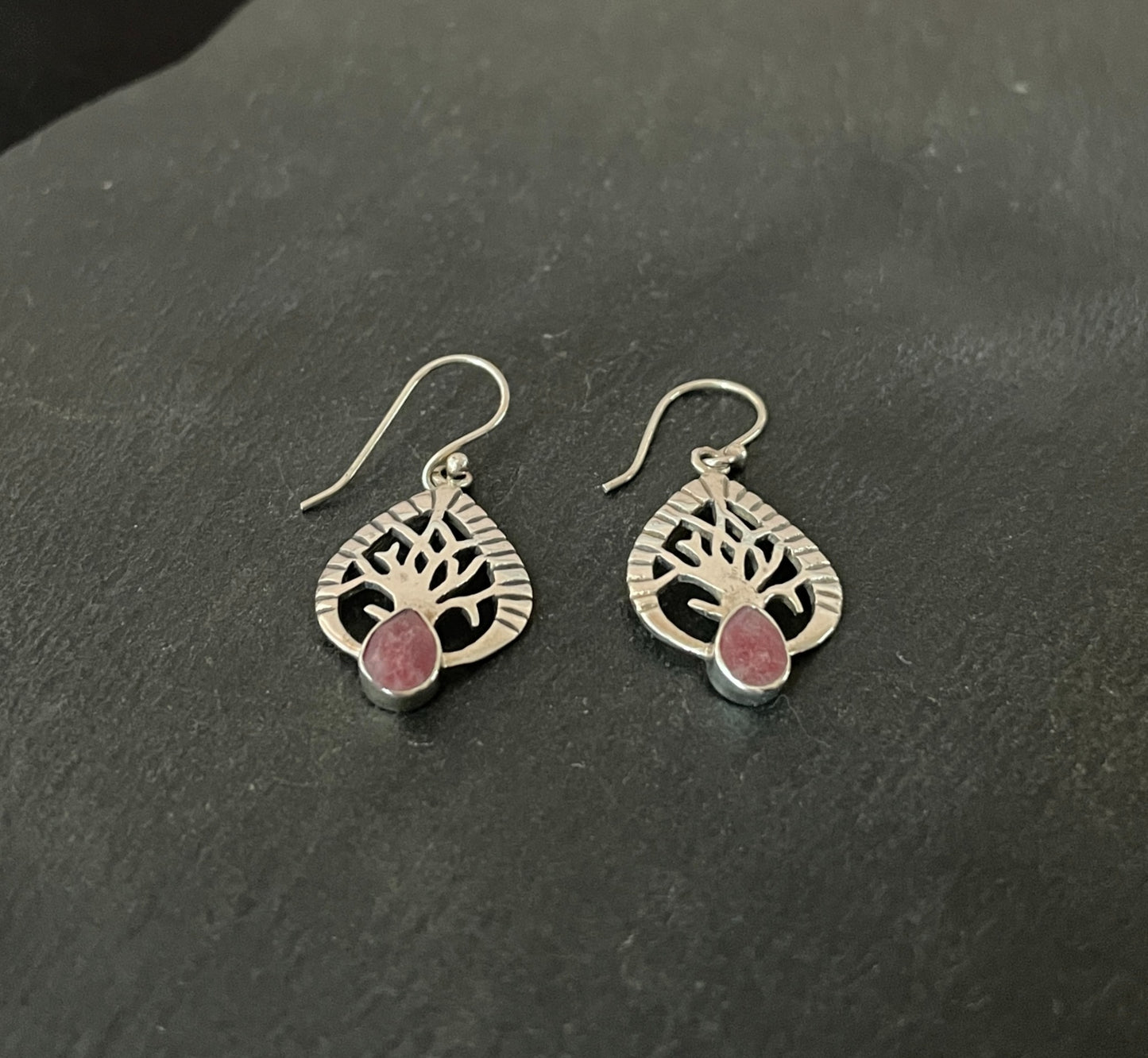 Ruby and Silver Tree Earrings image 1