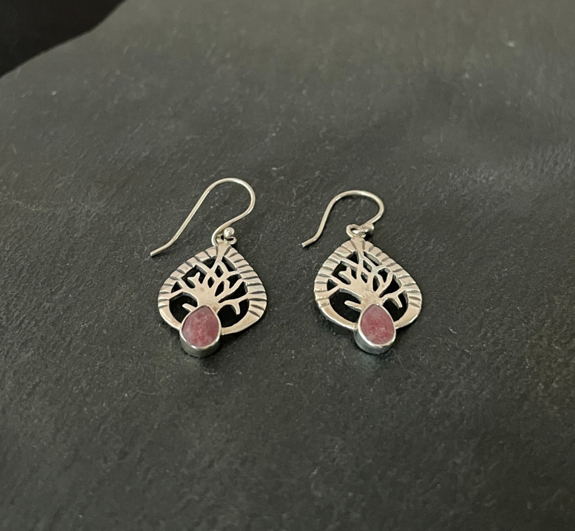 Ruby and Silver Tree Earrings image 1