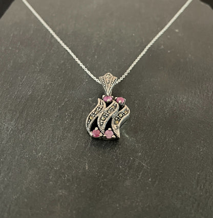 Ruby and Marcasite Pendant image 1