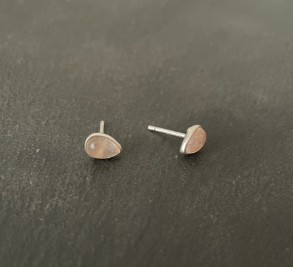 Rose Quartz Teardrop Studs image 1