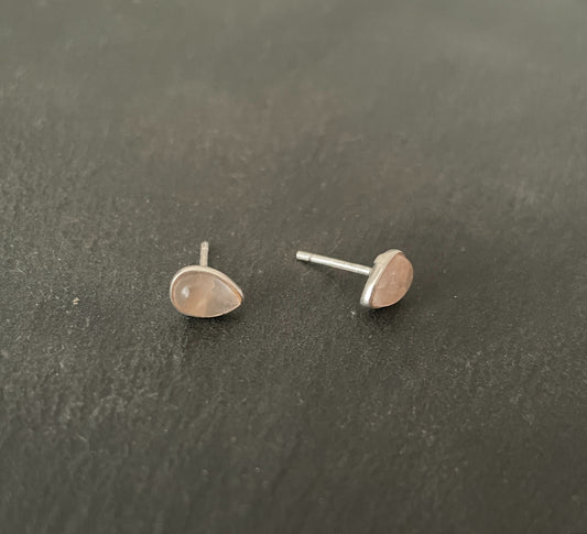 Rose Quartz Teardrop Studs image 1