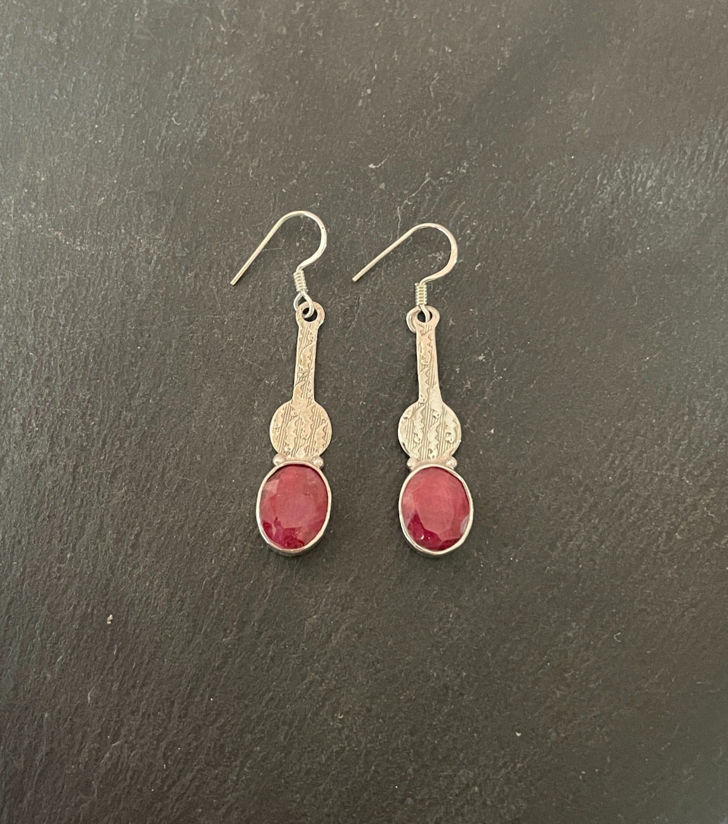 Ruby and Silver Drop Earrings image 0