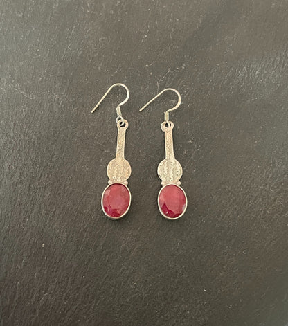 Ruby and Silver Drop Earrings image 0