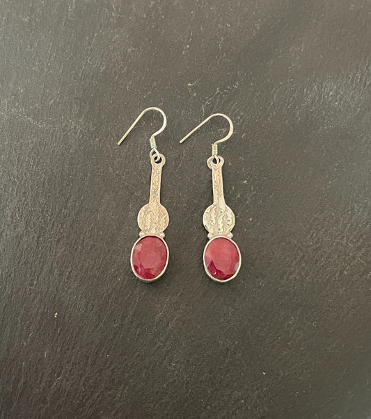 Ruby and Silver Drop Earrings image 0