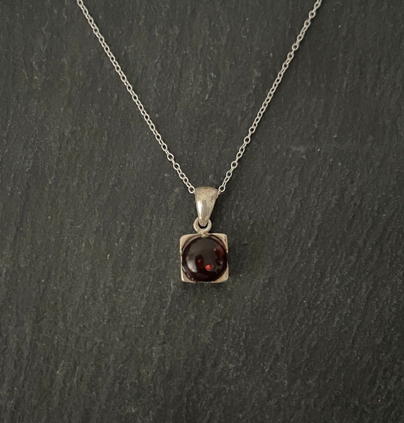 Amber and Silver Square Pendant image 0