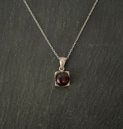 Amber and Silver Square Pendant image 0