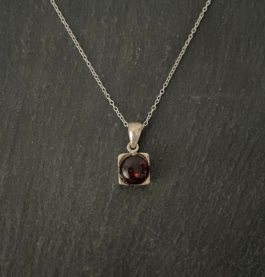 Amber and Silver Square Pendant image 0