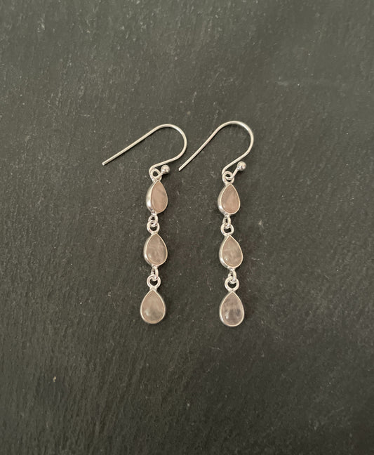 Rose Quartz Teardrop Earrings image 0
