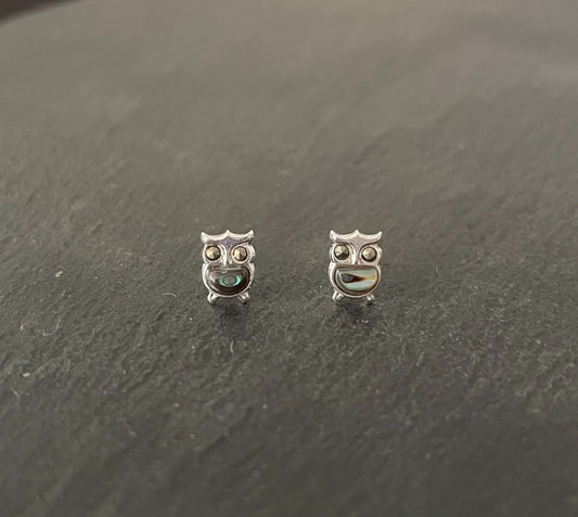 Paua Shell Owl Studs image 0