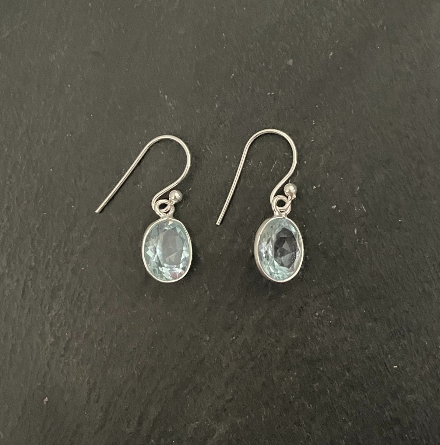 Oval Blue Topaz Earrings image 0