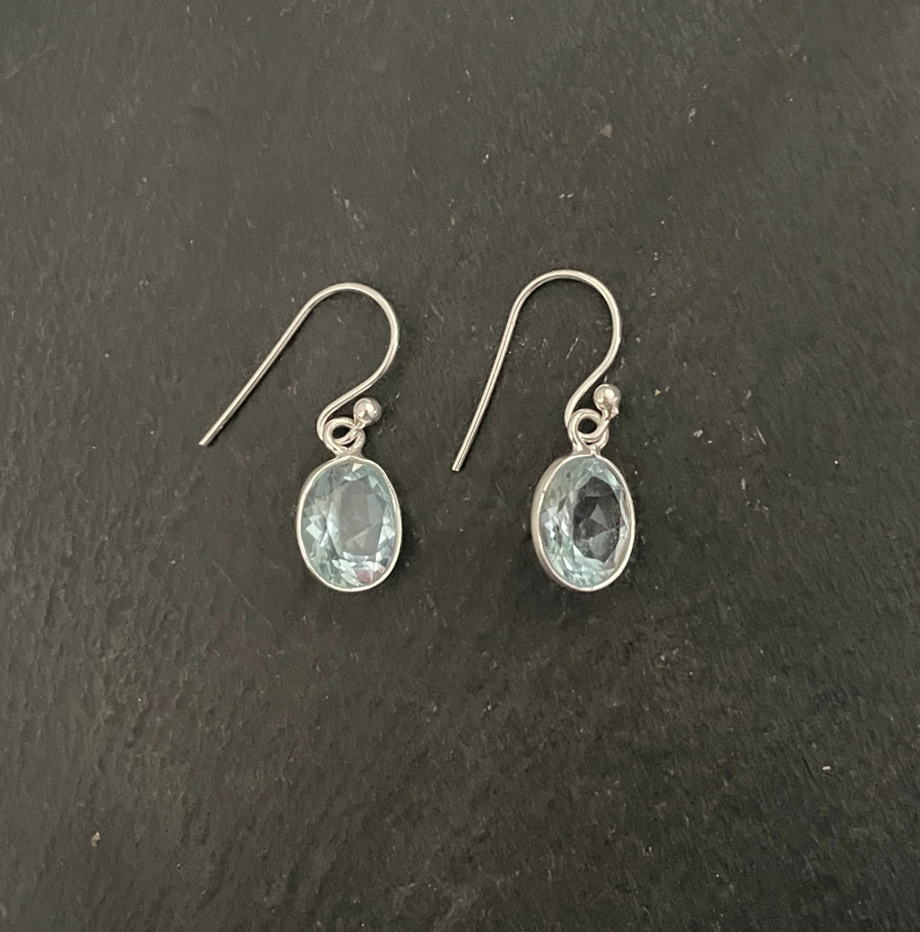 Oval Blue Topaz Earrings image 0
