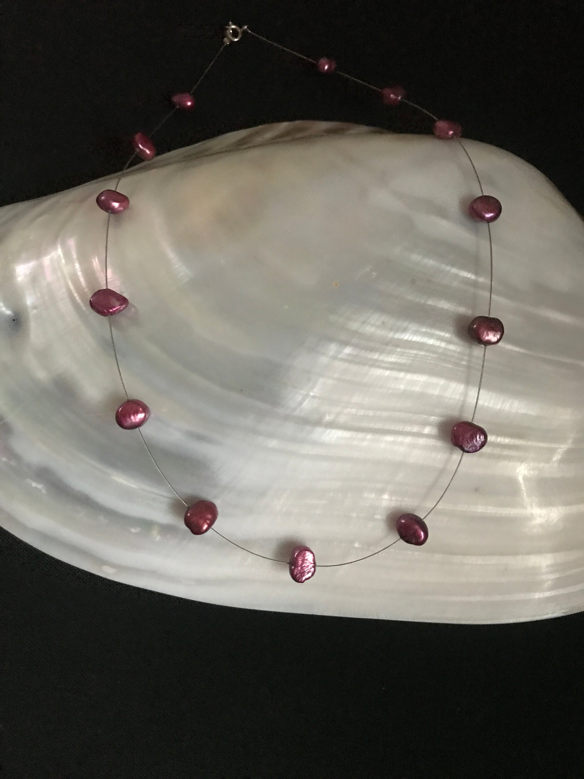 Dark Red Pearl Necklace image 1