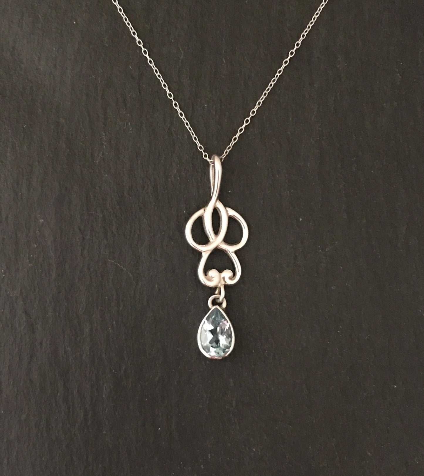 Teardrop Blue Topaz and Silver Pendant image 0