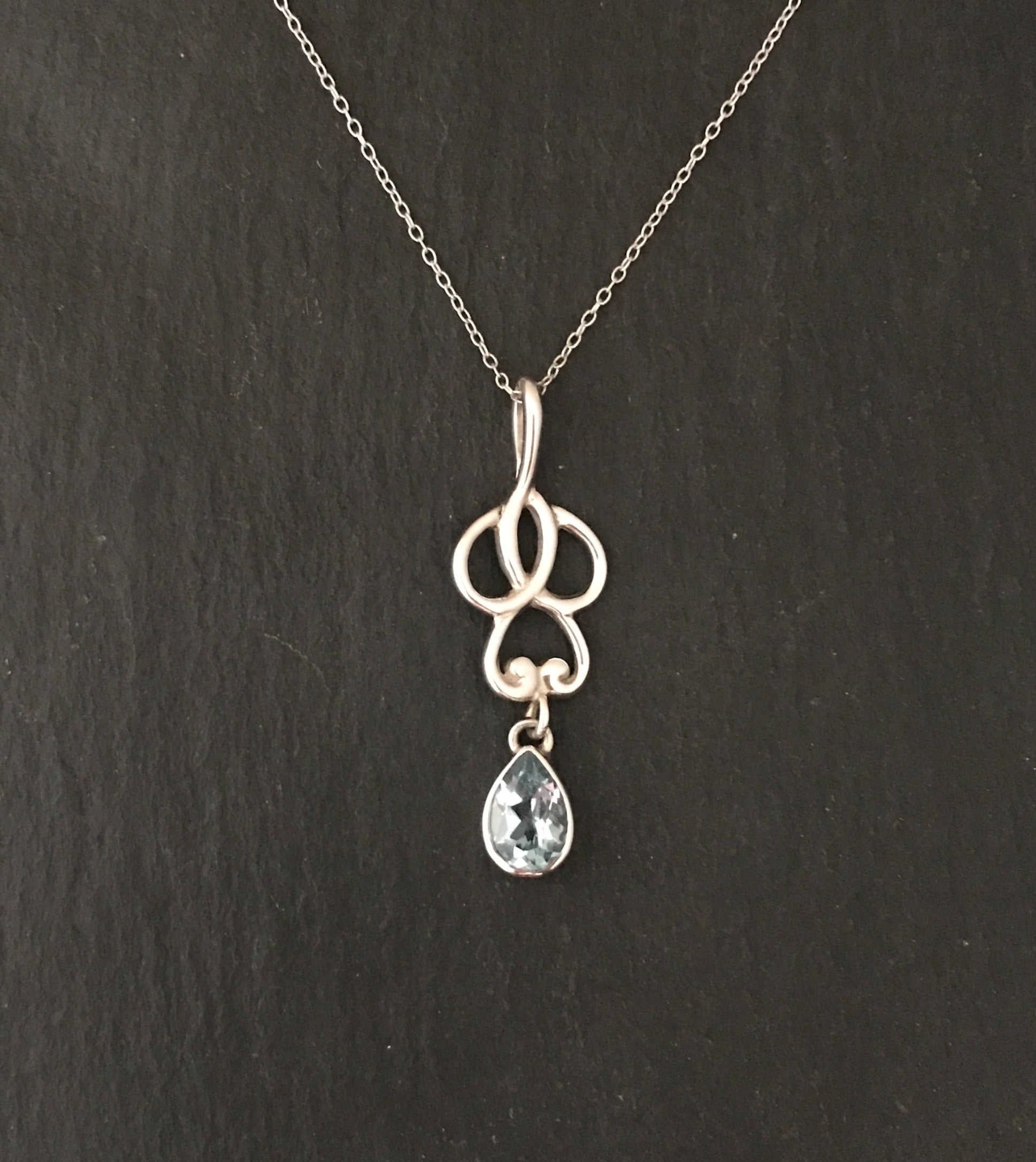 Teardrop Blue Topaz and Silver Pendant image 0