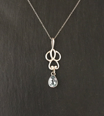Teardrop Blue Topaz and Silver Pendant image 0
