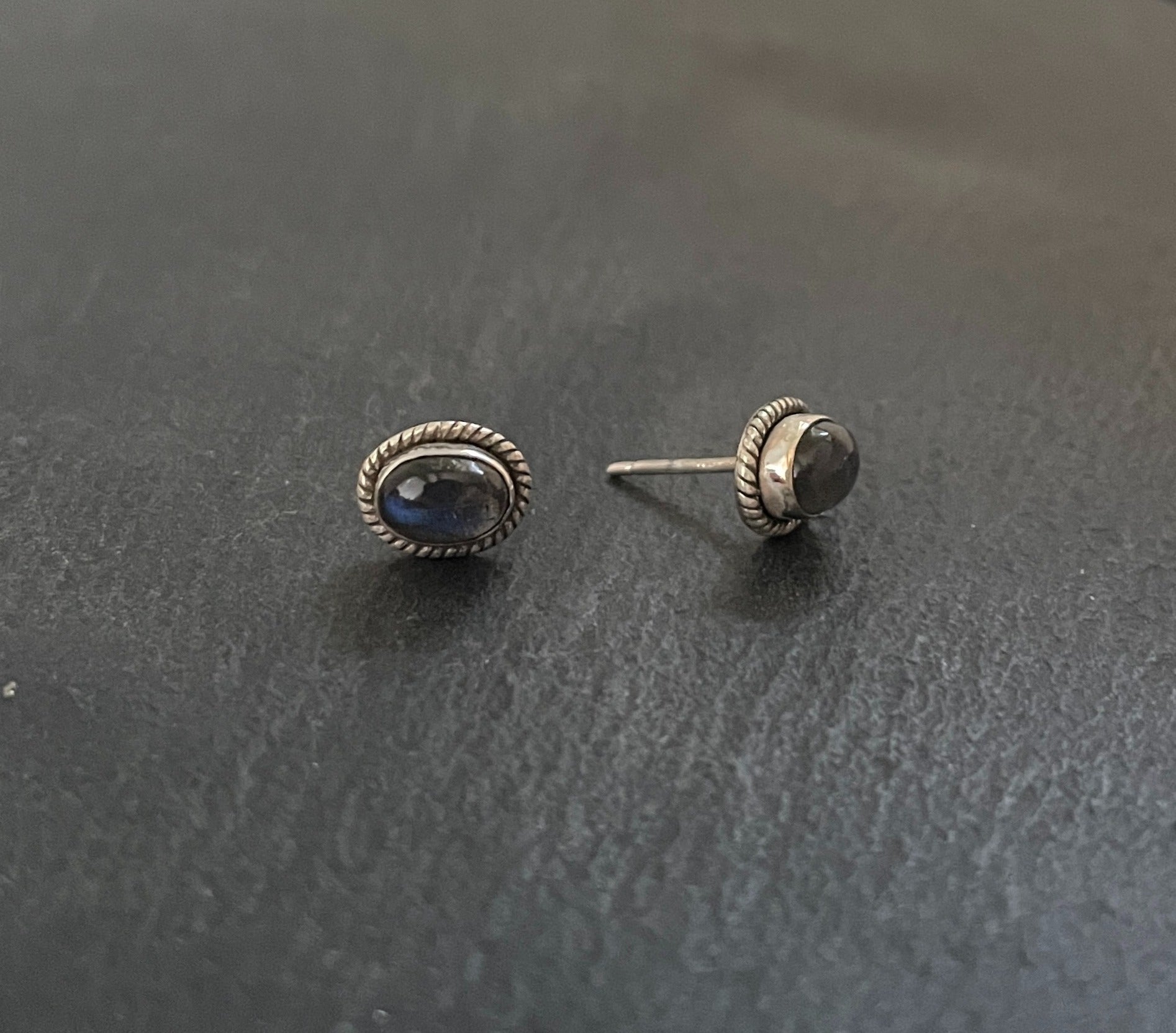 Oval Labradorite Stud Earrings image 1