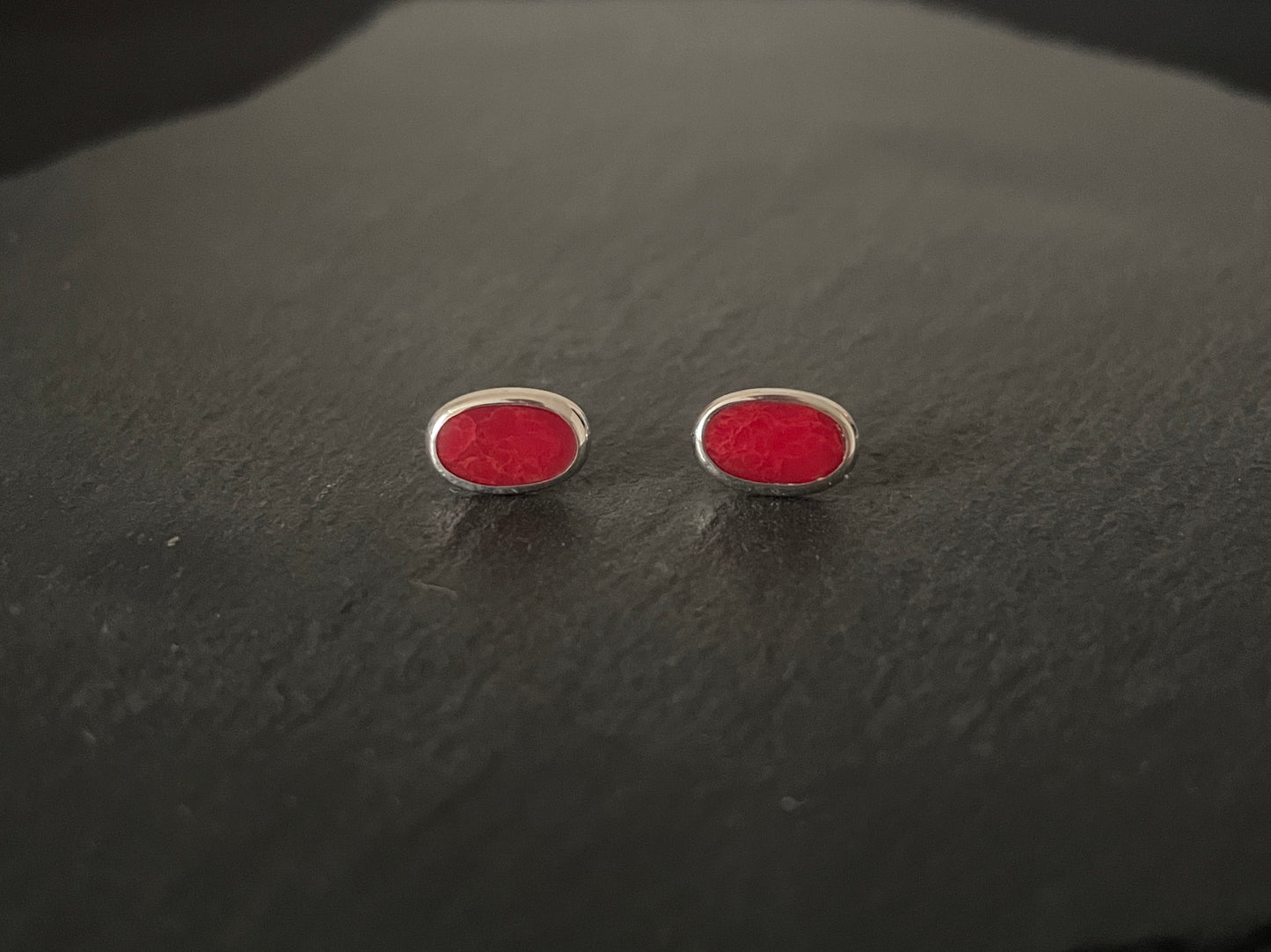 Coral Oval Stud Earrings image 0