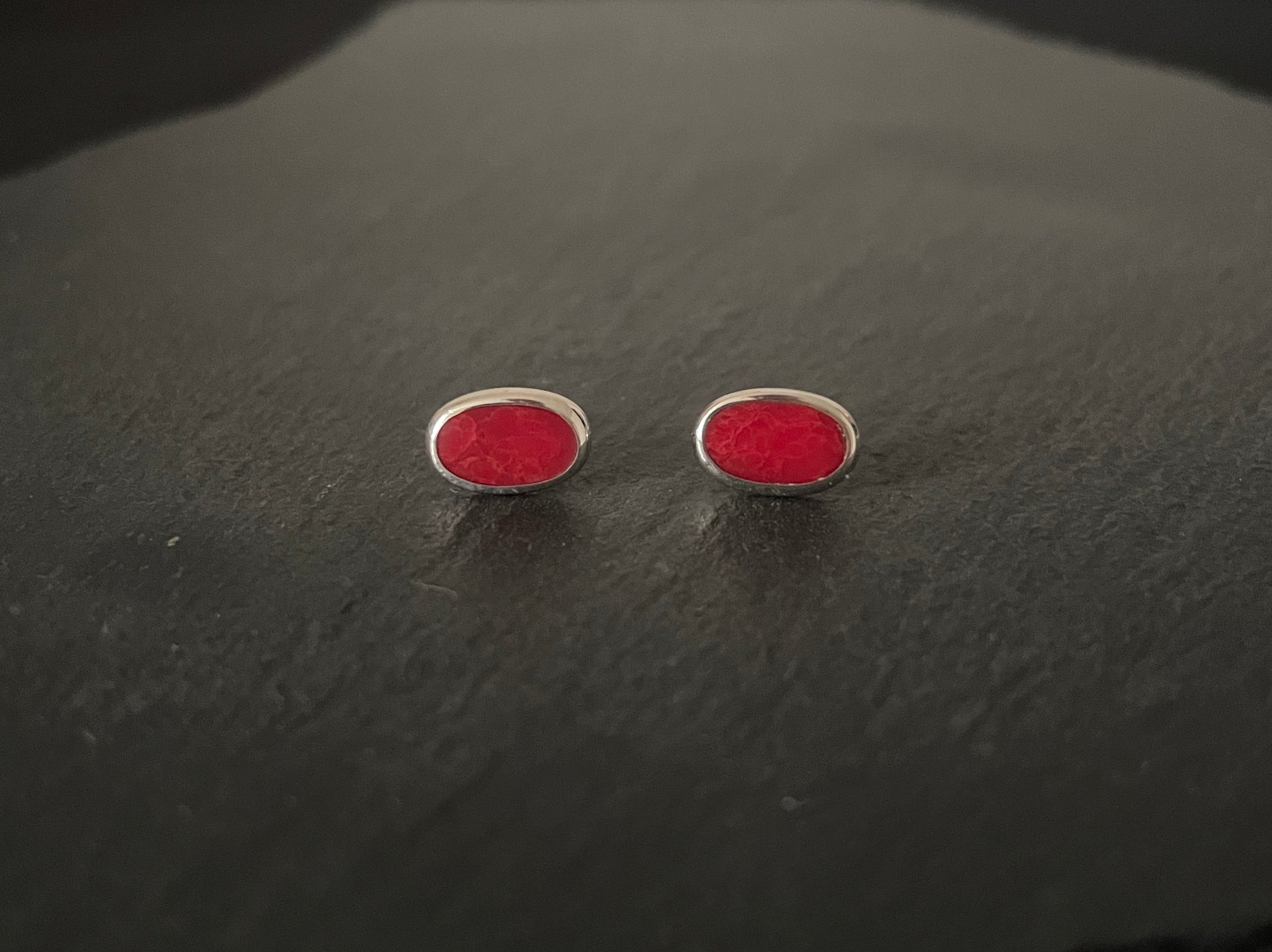 Coral Oval Stud Earrings image 0